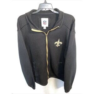 NFL Saints Men’s Full Zip Jacket Size Large Black Windbreaker Gameday Football